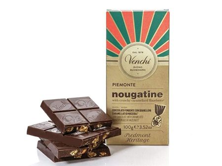 Barrita de Chocolate Negro Venchi 56% Nougatine, 100 Gramos - Relleno de Avellana Caramelizada Recubierta de Chocolate Negro - Sin Gluten on Sale